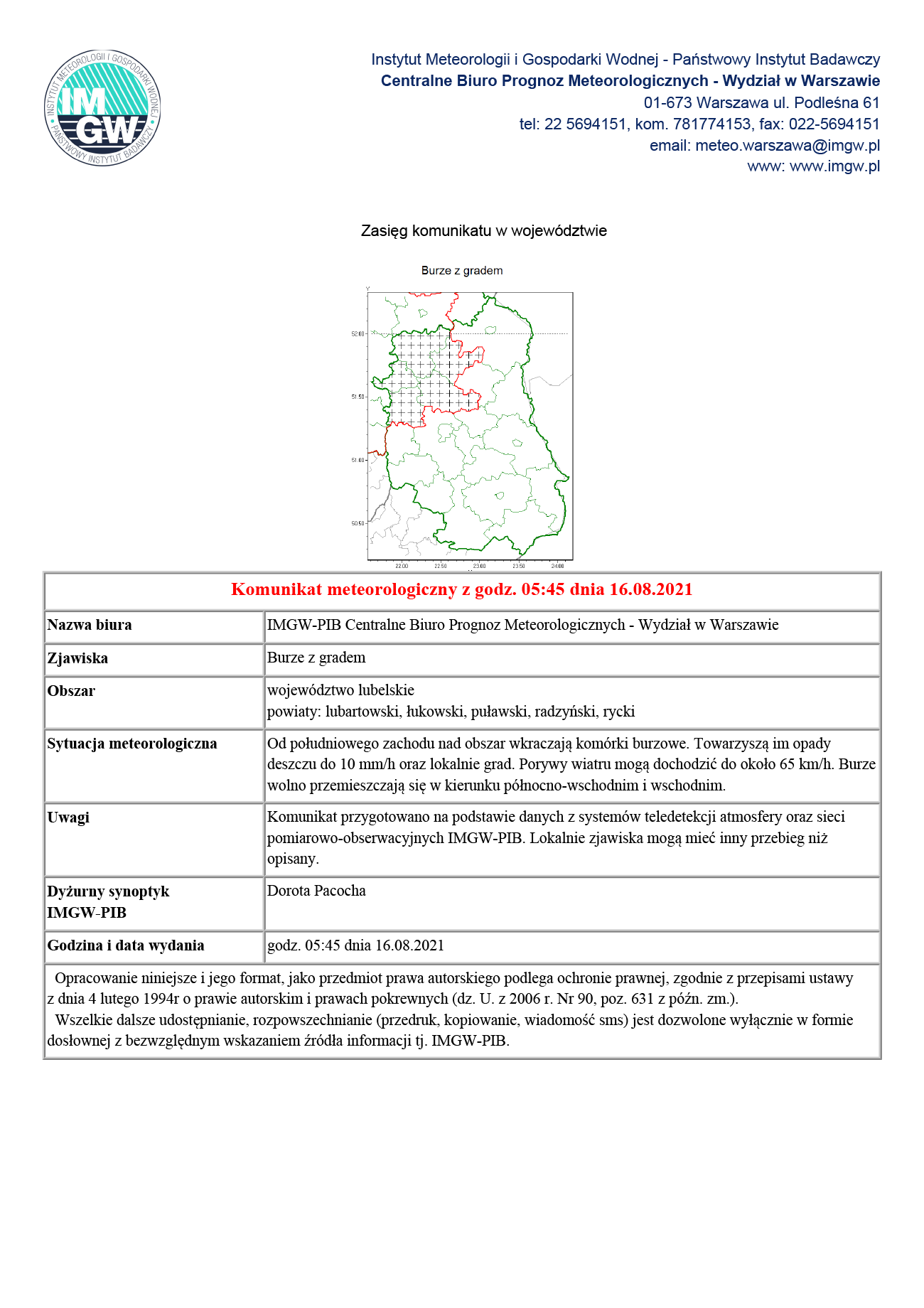 Ostrzeżenie IMGW