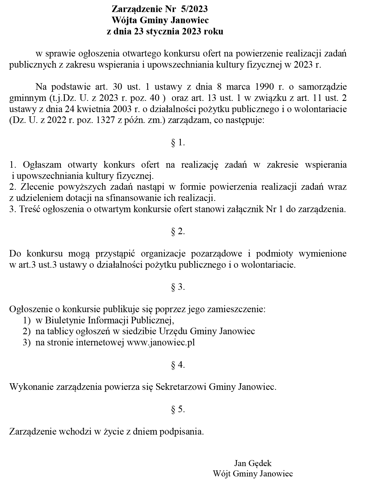 Otwarty konkurs ofert na powierzenie realizacji zadań publicznych z zakresu wspierania i upowszechniania kultury fizycznej w 2023 r.